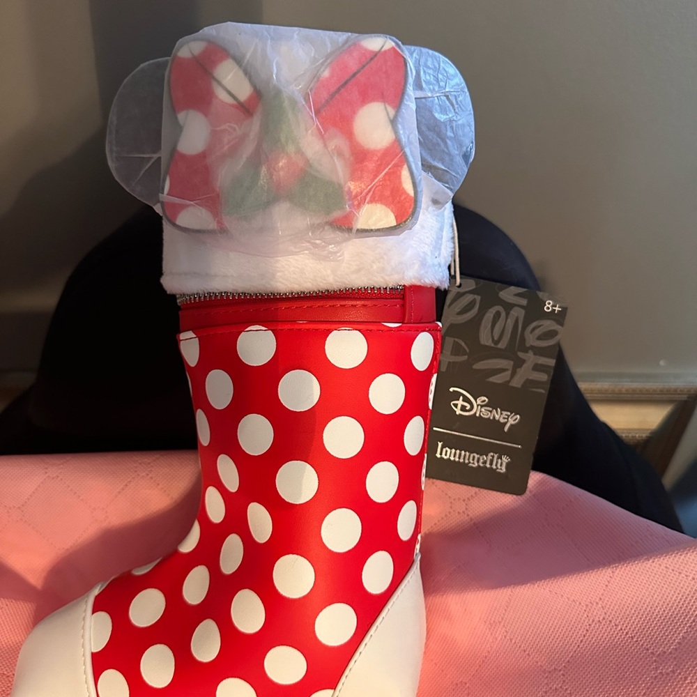Disney Minnie Red and White Polka Dot Christmas stocking crossbody bag